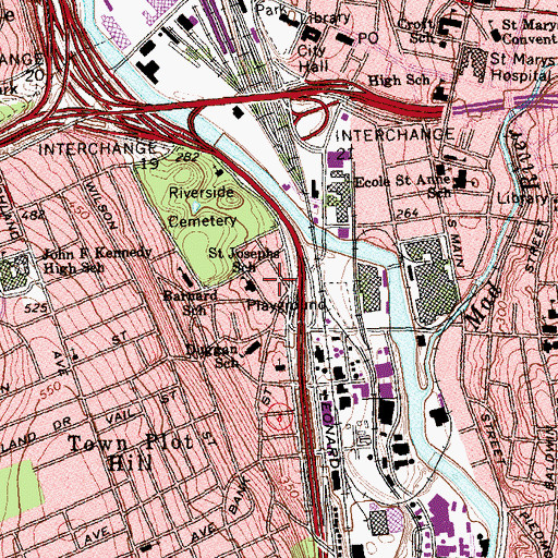 Topographic Map of Saint Joseph School, CT