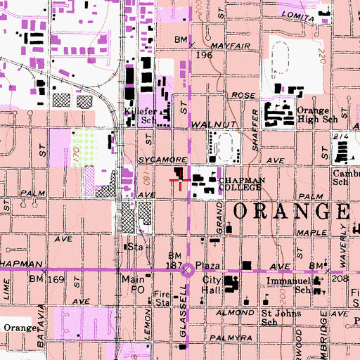 Topographic Map of Reeves Hall, CA