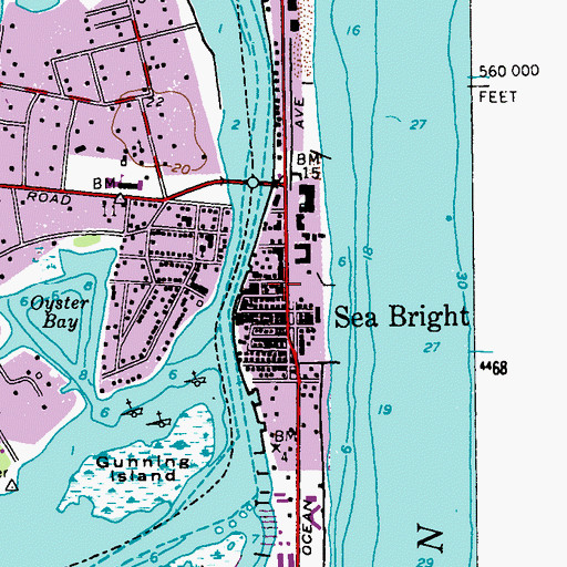 Topographic Map of Sea Bright United Methodist Church, NJ