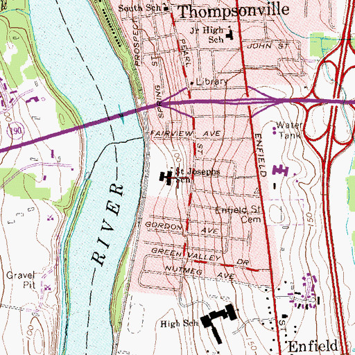 Topographic Map of Saint Josephs School, CT