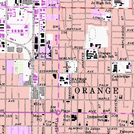 Topographic Map of Chapman Stadium, CA