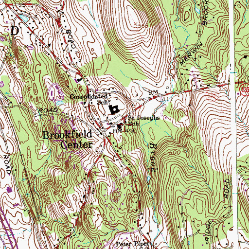 Topographic Map of Saint Josephs School, CT