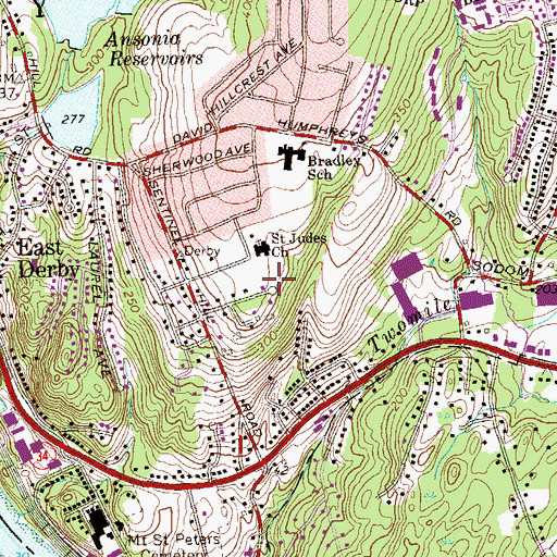 Topographic Map of Saint Judes Church, CT