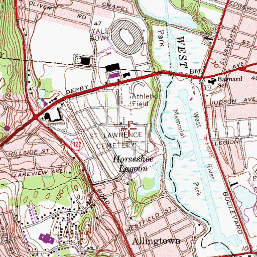 Topographic Map of Saint Lawrence Cemetery, CT