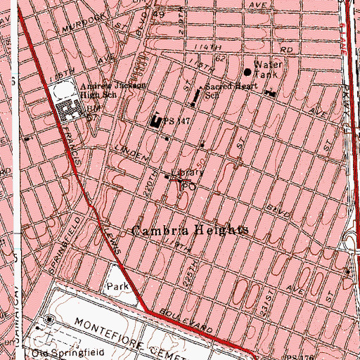 Topographic Map of Cambria Heights Gospel Chapel, NY