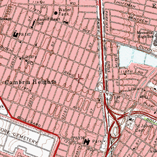 Topographic Map of Revealed Word Christian Center, NY