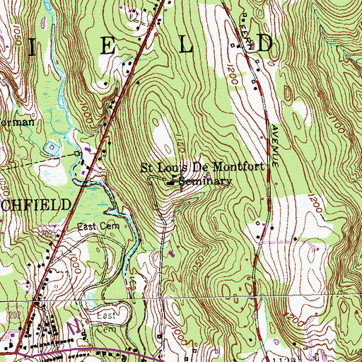 Topographic Map of Saint Louis De Montfort Seminary, CT