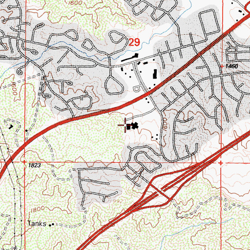 Topographic Map of Valley View Community School, CA