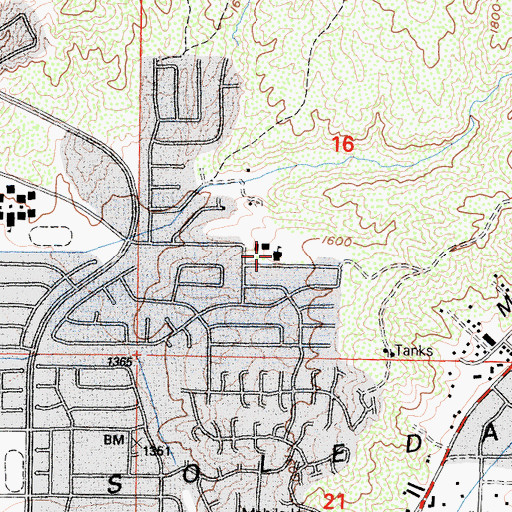 Topographic Map of Leona H Cox Community Elementary School, CA