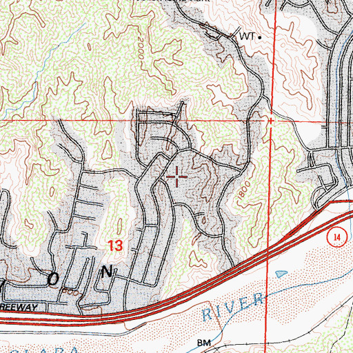 Topographic Map of Pinetree Community Elementary School, CA