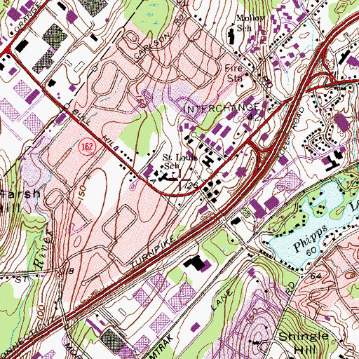 Topographic Map of Saint Louis School, CT