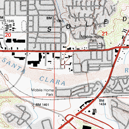 Topographic Map of Bethlehem Lutheran Church, CA