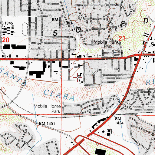 Topographic Map of Santa Clarita Baptist Church, CA