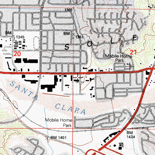 Topographic Map of Iglesia Hermano Unidos, CA