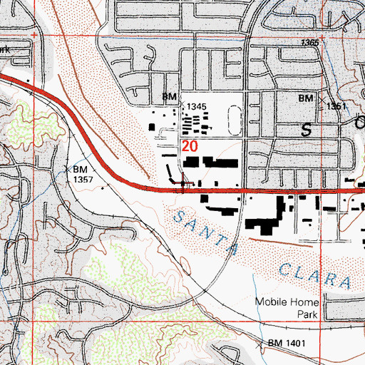 Topographic Map of Hope Vineyard Church, CA