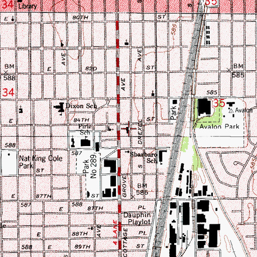 Topographic Map of Harvey Memorial Community Church, IL