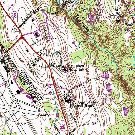 Topographic Map of Saint Lukes Hospital, CT