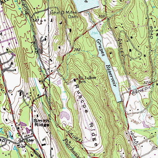 Topographic Map of Saint Lukes School, CT