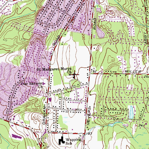 Topographic Map of Saint Margaret Mary Church, CT