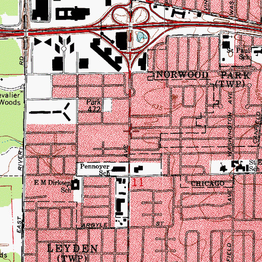 Topographic Map of Chicago Engine Company 11, IL