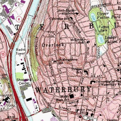 Topographic Map of Saint Margaret School, CT