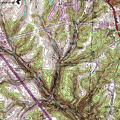 Topographic Map of Cabin Run, OH