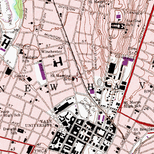 Topographic Map of Saint Martins School, CT