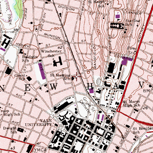 Topographic Map of Saint Martins School, CT