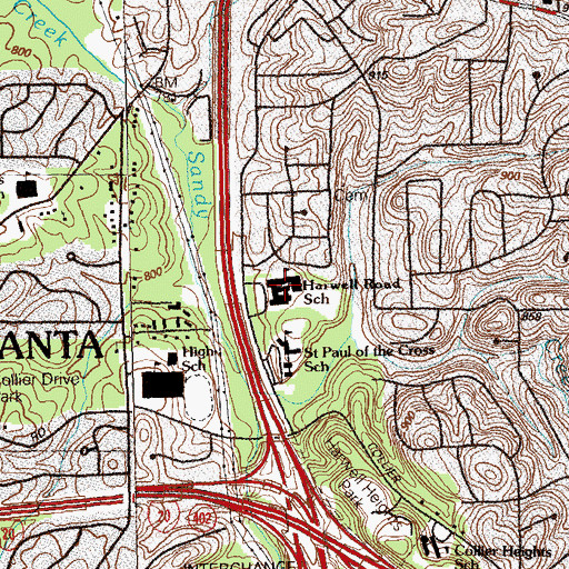 Topographic Map of Usher Elementary School, GA