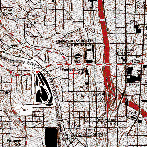 Topographic Map of Centennial Place Elementary School, GA