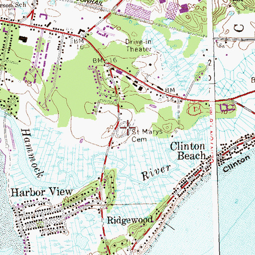 Topographic Map of Saint Marys Cemetery, CT