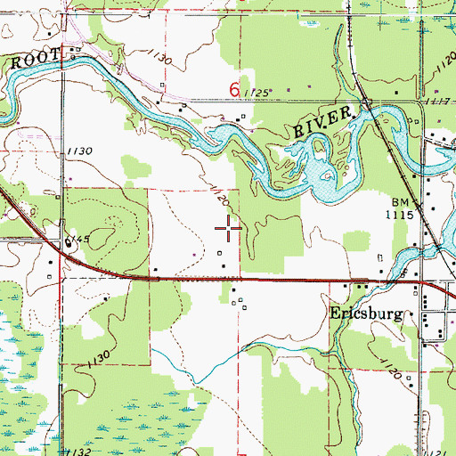 Topographic Map of Ericsburg Cemetery, MN