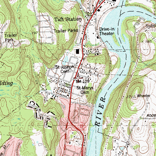 Topographic Map of Saint Mary's and Saint Joseph's Cemetery, CT