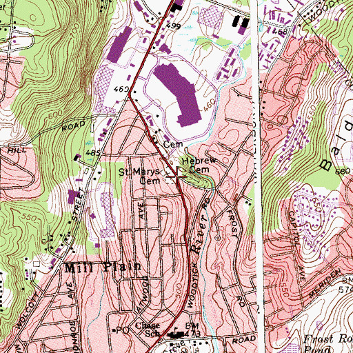 Topographic Map of Saint Marys Russian Orthodox Greek Catholic Cemetery, CT