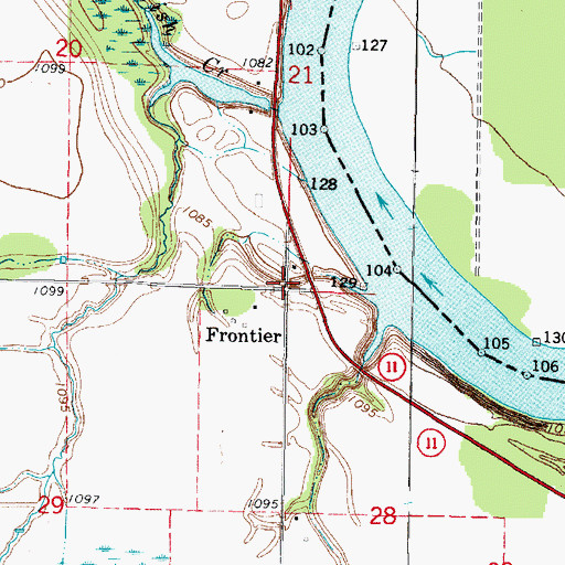 Topographic Map of Frontier Post Office (historical), MN