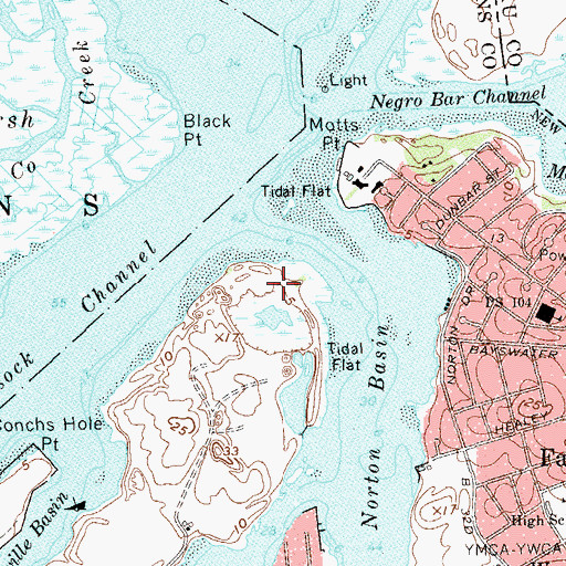 Topographic Map of Bass Channel Island (historical), NY