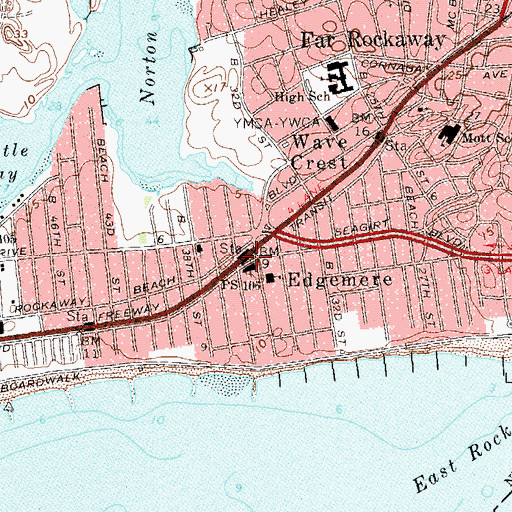 Topographic Map of Edgemere Station, NY