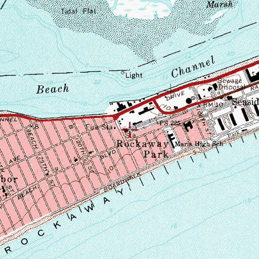 Topographic Map of Rockaway Park Station, NY