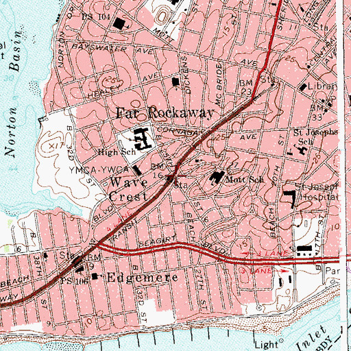 Topographic Map of Wave Crest Station, NY