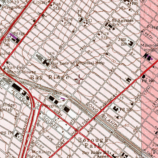 Topographic Map of Fiftyninth Street Lutheran Church, NY
