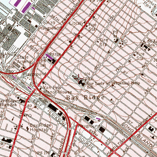 Topographic Map of Our Lady of Perpetual Help Church, NY