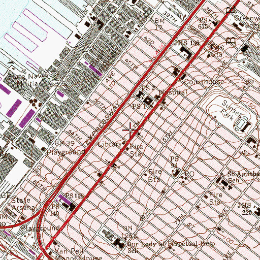 Topographic Map of Temple De La Alabanza, NY