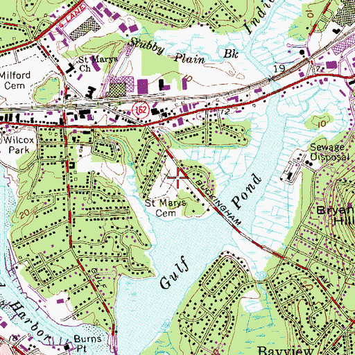 Topographic Map of Saint Marys Cemetery, CT