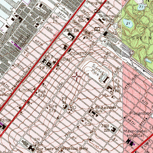Topographic Map of Jehovah's Witnesses of Sunset Park, NY