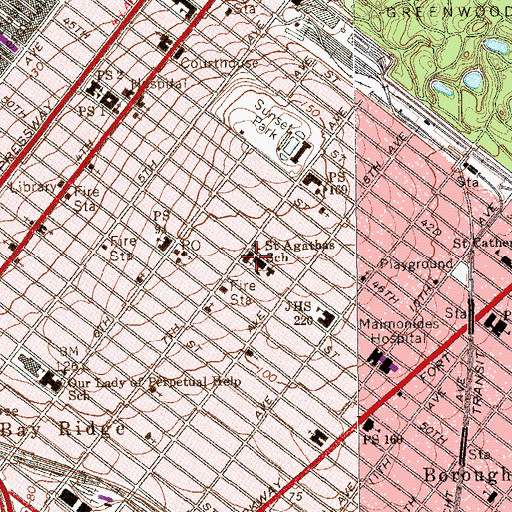 Topographic Map of Saint Agatha's Church, NY