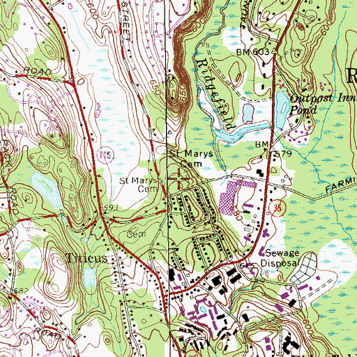 Topographic Map of Saint Marys Cemetery, CT