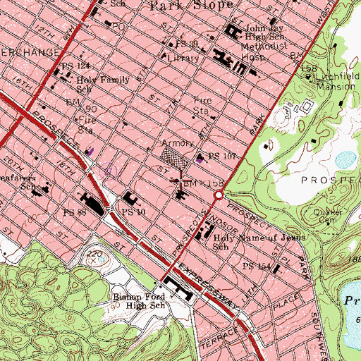 Topographic Map of Memorial Baptist Church, NY