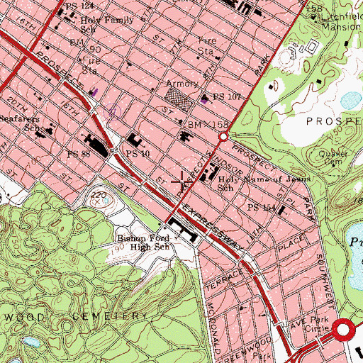 Topographic Map of Park Slope Christian Fellowship Church, NY