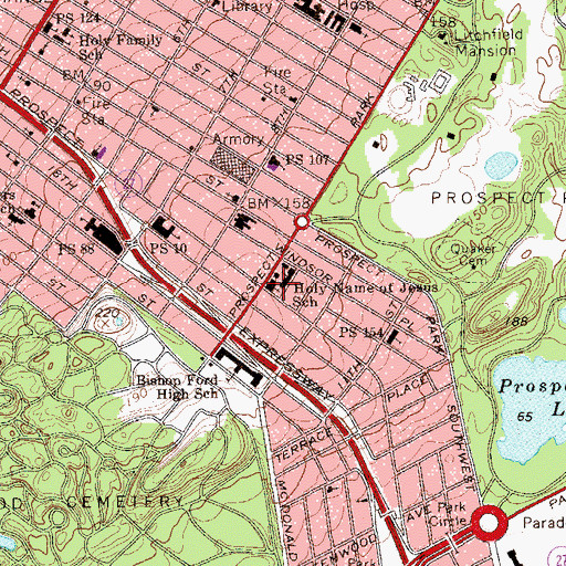Topographic Map of Holy Name Church, NY