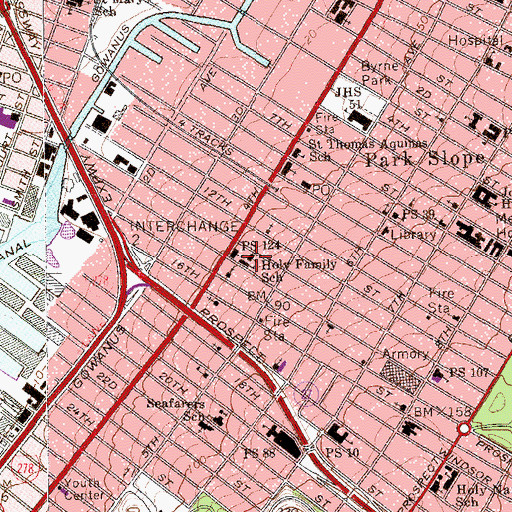 Topographic Map of Holy Family Roman Catholic Church, NY
